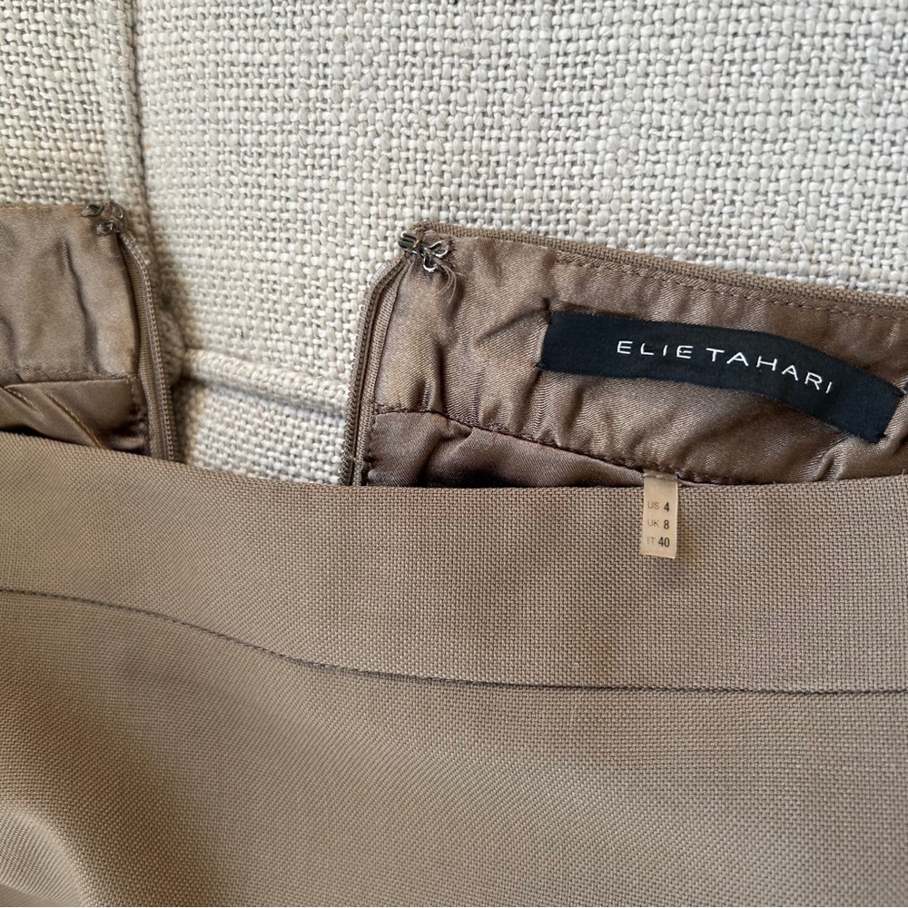 Elie Tahari Wool Suit with Leather Trim - Picture 8 of 14